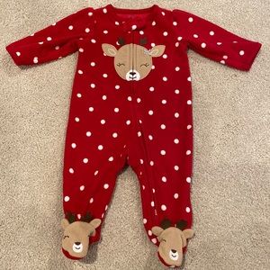 Carters reindeer two way zip pajamas